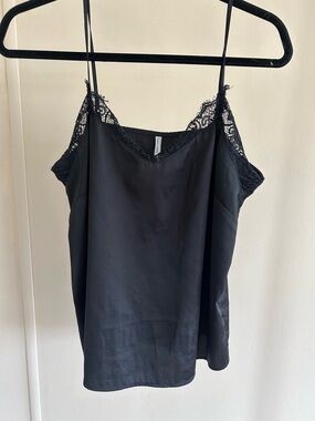 Elegant Black Lace-Trim Camisole